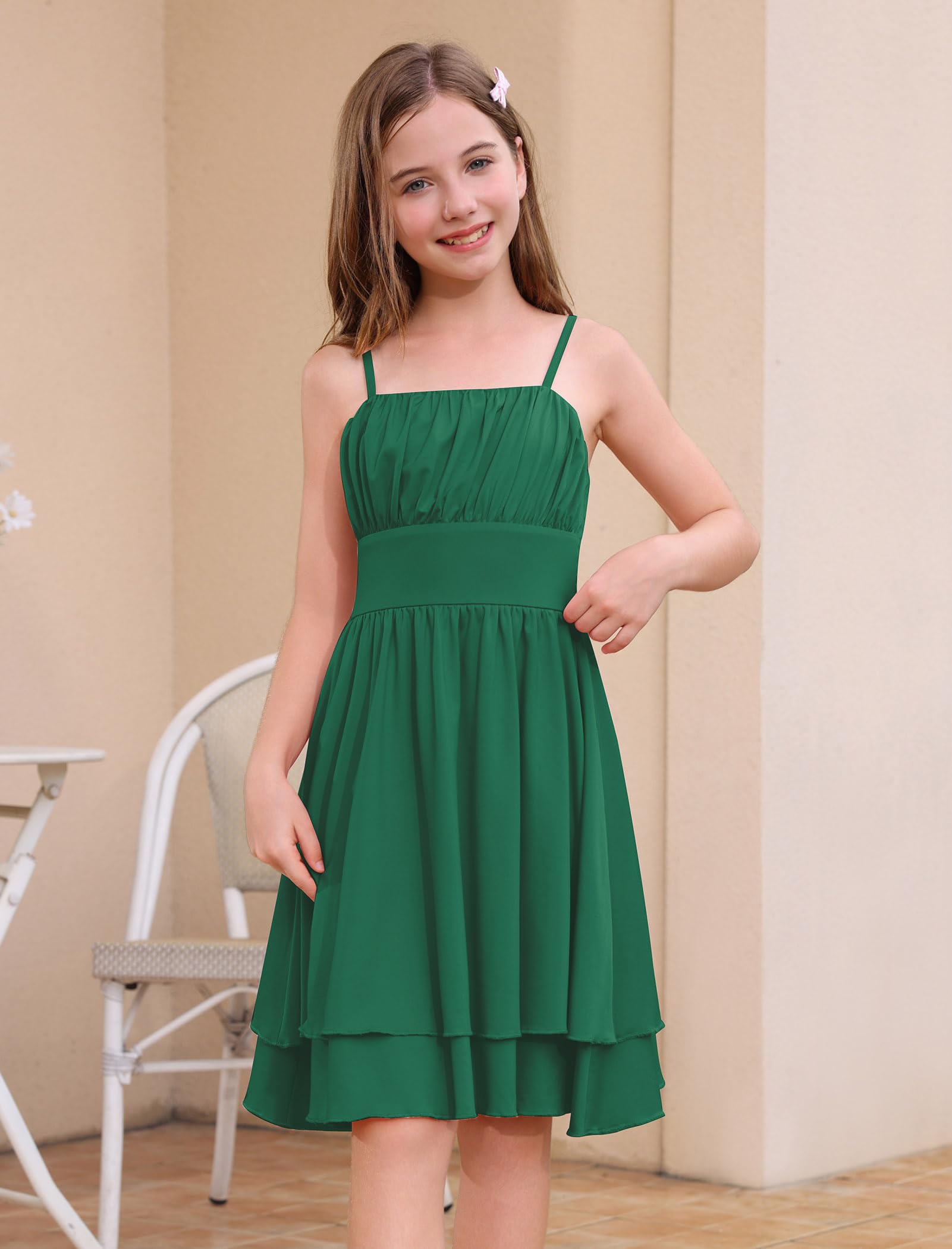 Ärmelloses Kleid für Kinder, Mädchen, doppellagig, Rüschen, A-Linie, Sommerkleid, Freizeitkleid für Urlaub, Party, Schulanfang, Sommer