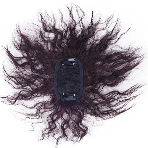 Pinzas de cabello humano real con base de 4 x 2.8 pulgadas, pelucas rizadas onduladas de 6 pulgadas para cabello fino (color natural)