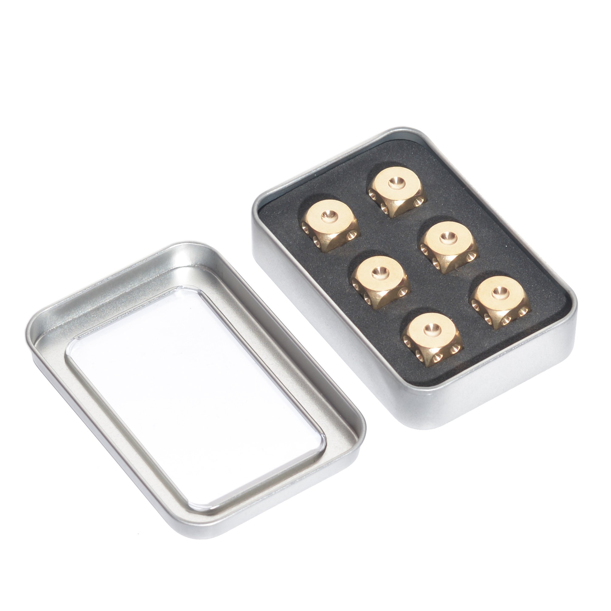 6 dados de latón sólido y rollo pozo de metal,Tablas juego de mesa Juego de beber dados de juego,Dados de latón de regalo