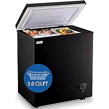5.0 Cubic Feet Deep Chest Freezer Compact Freezers with Adjustable Thermostat Top Open Door Freezer Compressor Cooling with Rmovable Storage Basket for Home Kitchen Office and Bar (Black)
