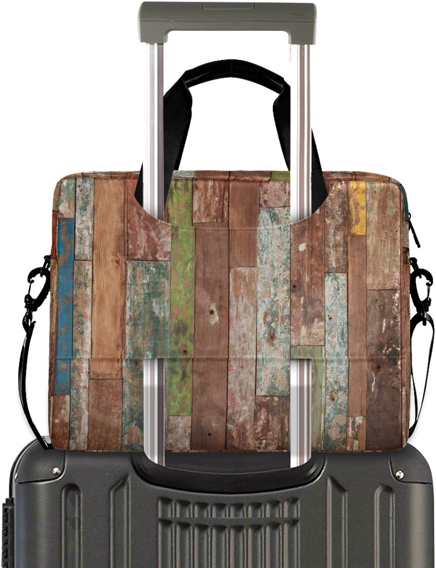 Laptop Bag Watercolor Wooden Texture Laptop Sleeves Case for 13 14 15.6 Inch Computer Tablet Briefcases Carrying Case Shoulder Bag for Work