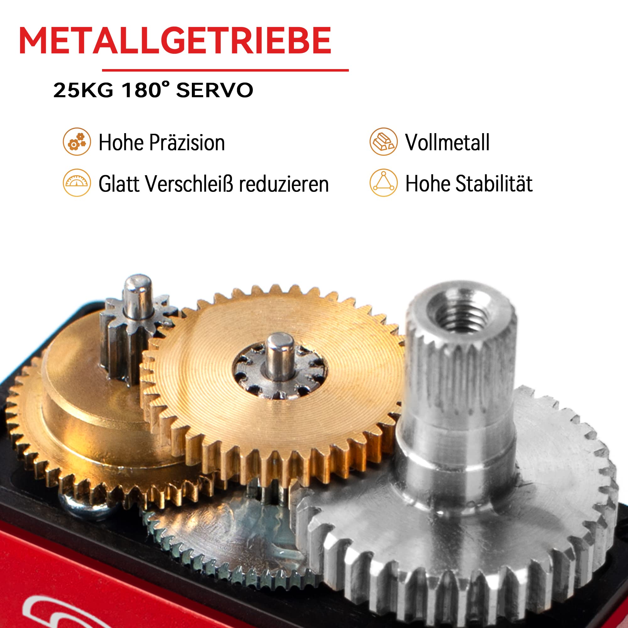 Miuzei Servo RC da 25 kg, 180°, digitale, 8,4 V, ingranaggi in metallo per camion Crawler | 3 pezzi, 0,14 s, paraspruzzi, forte braccio in alluminio CNC, 25T, servo sterzo per 1/8 1/10 Truggy escavatore barca robot