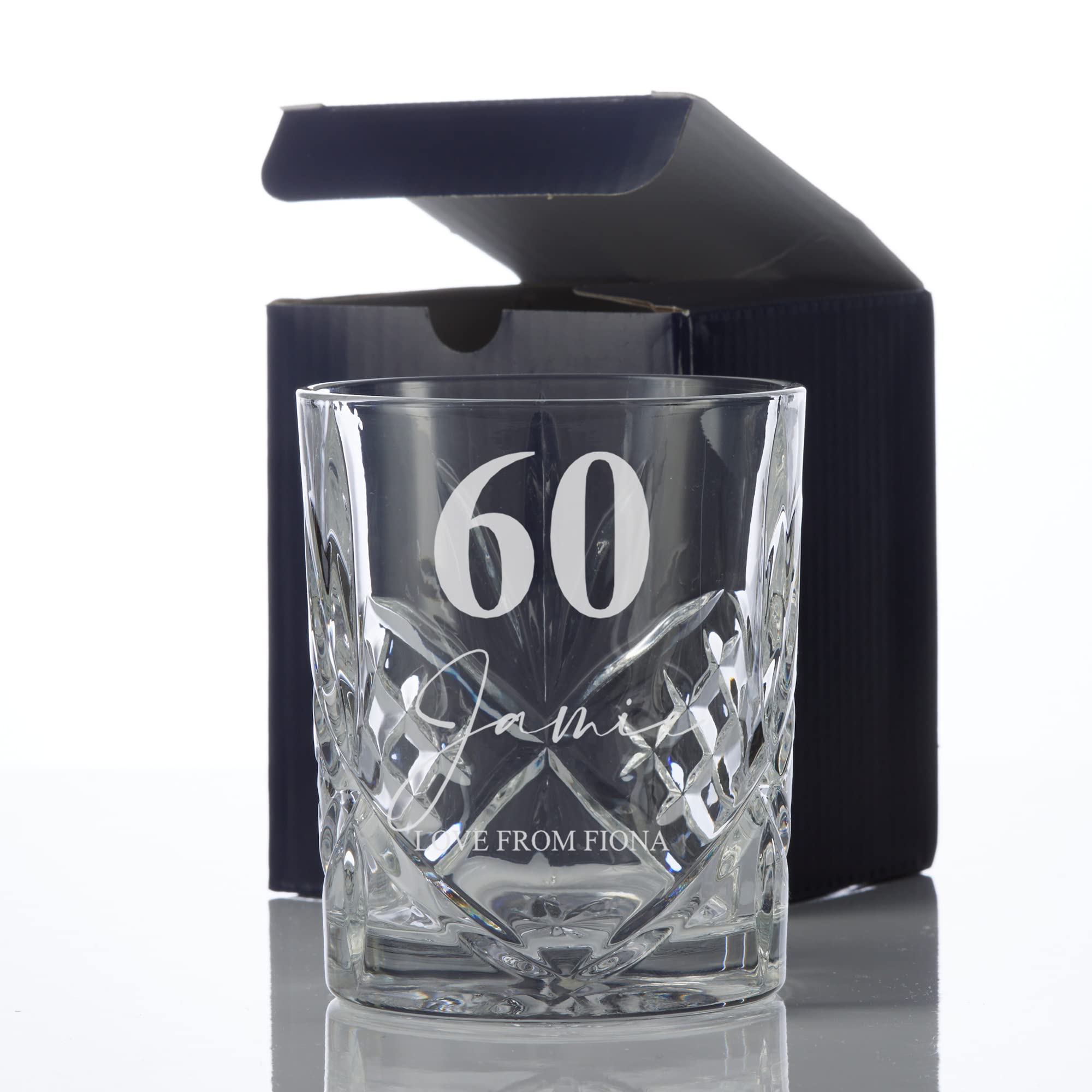 ukgiftstoreonline Engraved Personalised 60th Birthday Crystal Cut Whiskey Glass