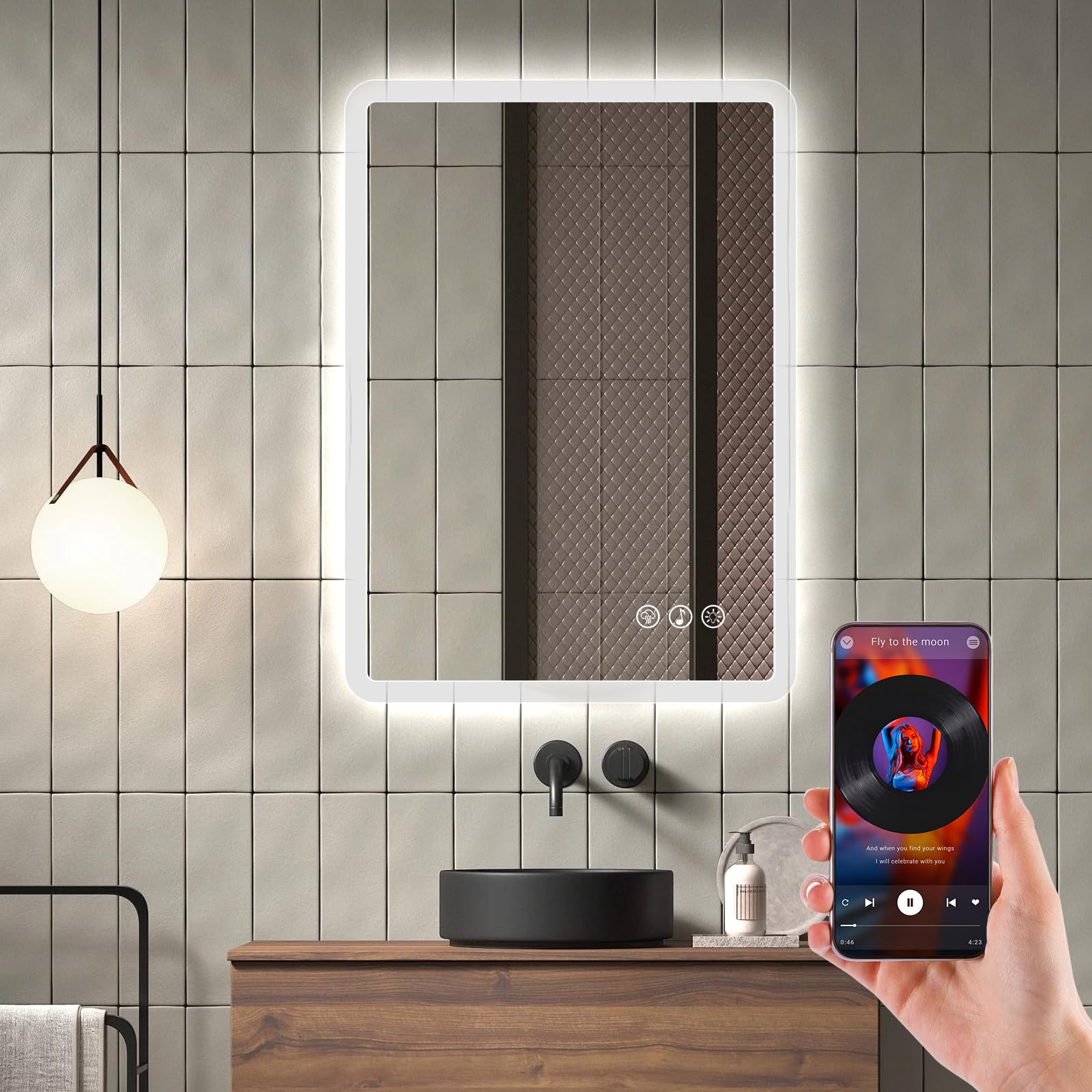 Ratsamee Bluetooth Espejo Baño con Luz 50x70cm, Espejos de Baño con LED con Antivaho, Regulable, 3 Colores Luz, Función Memoria en oferta en Amazon