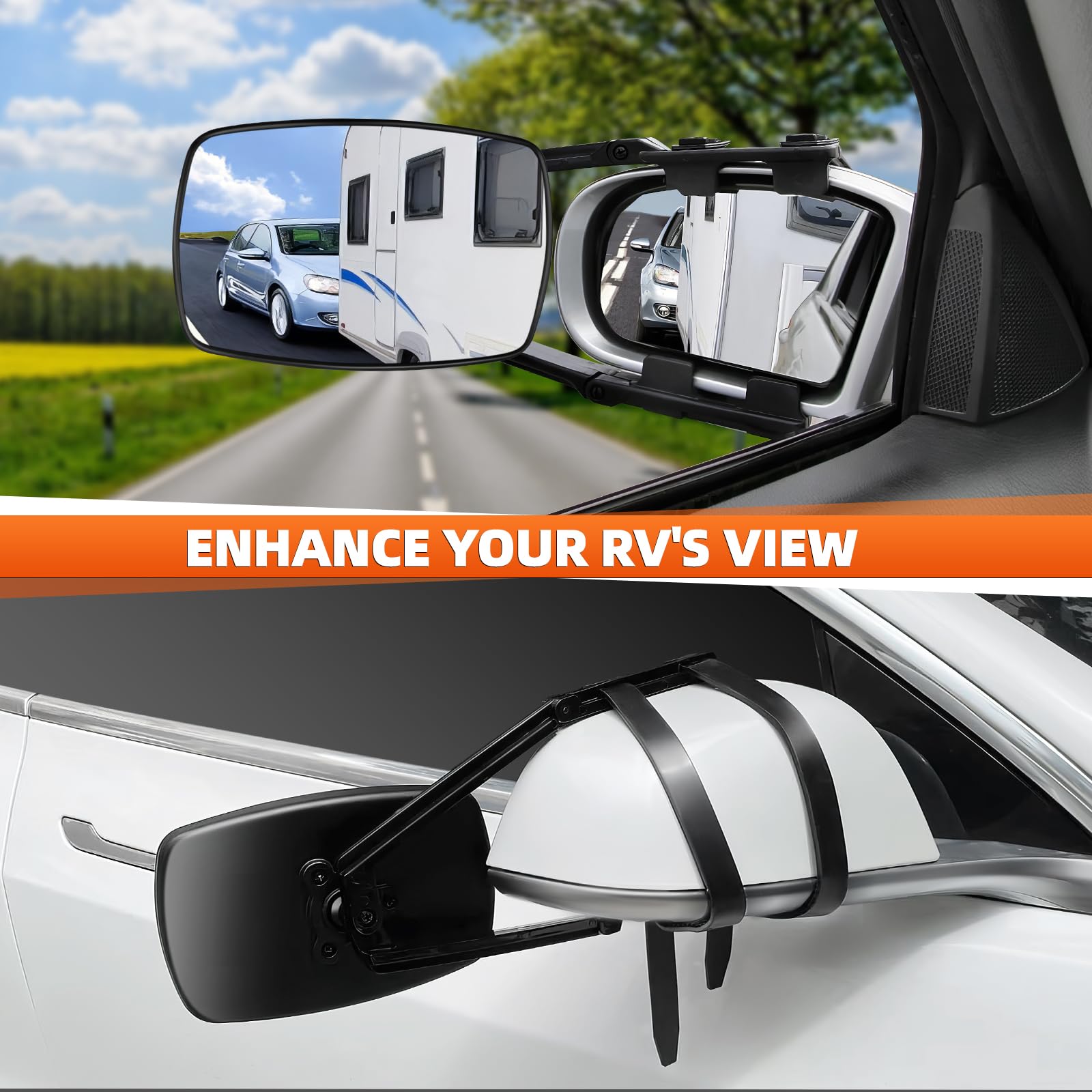 KAOLALI Espejos Caravana Coche, Retrovisores Caravana, 2Pcs Espejos de Remolque Towing, Espejo Retrovisor de Extensión, para Remolque Furgoneta Camion Universal