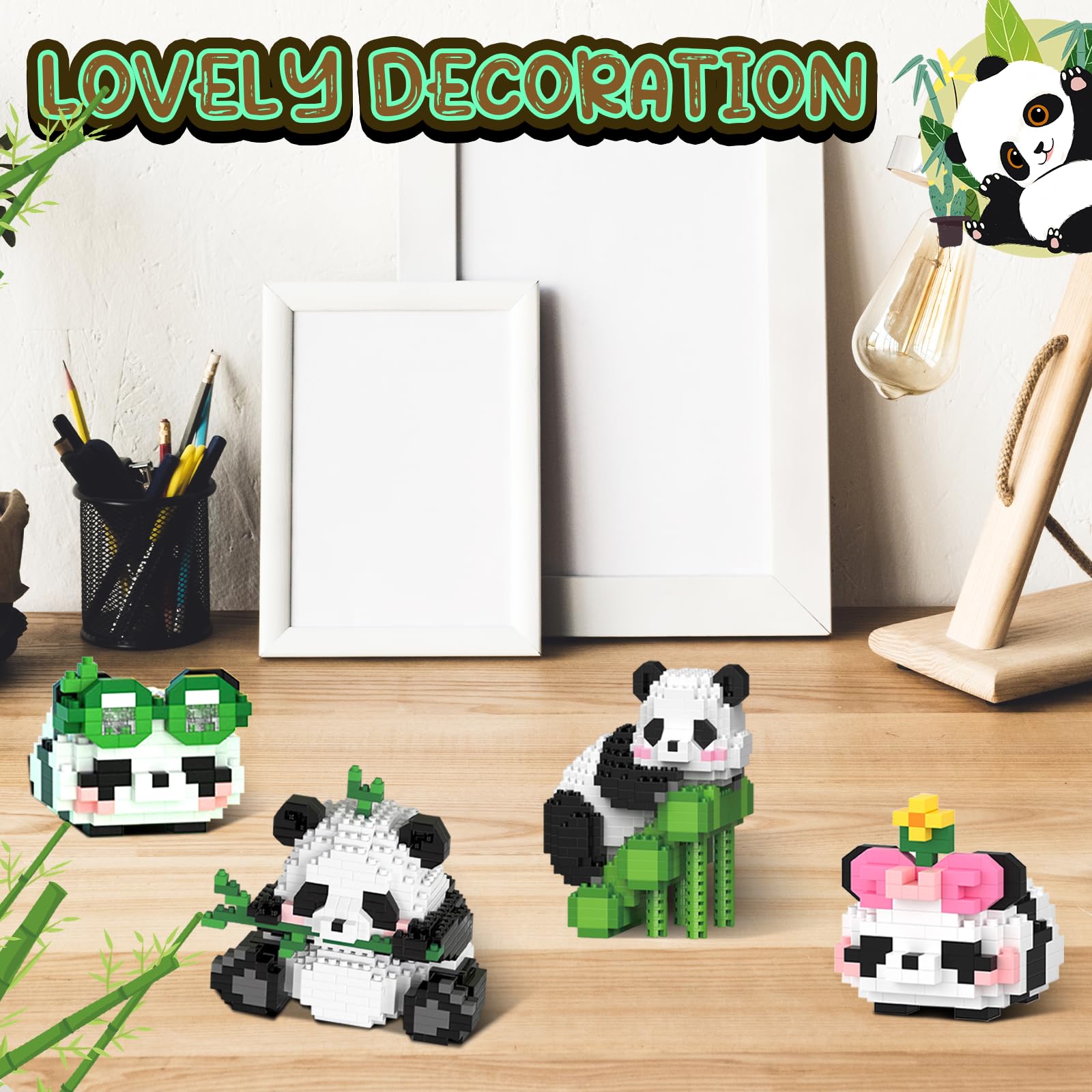 Mini Panda Building Blocks Set, Cute Animals Building Toys, Micro Blocks 3 in 1 Panda Mini Brick Kits for Adults, Party Favors Gifts for Adults and Kids, 120+ PCS (M1056