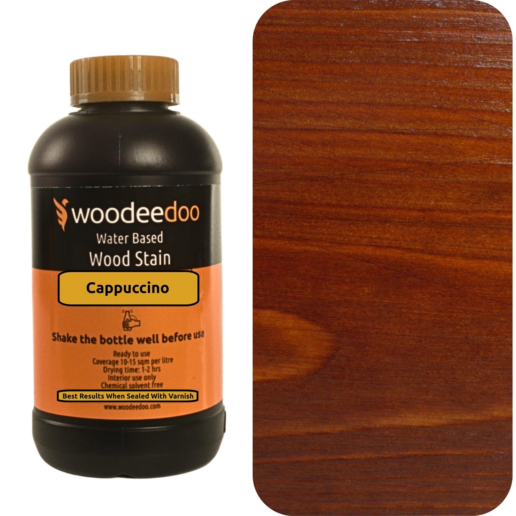 Woodeedoo Cappuccino Water Based Wood Stain | Wood Dye | Ready To Use | Environmentally Friendly | Solvent Free | Odour Free | 450 Ml |