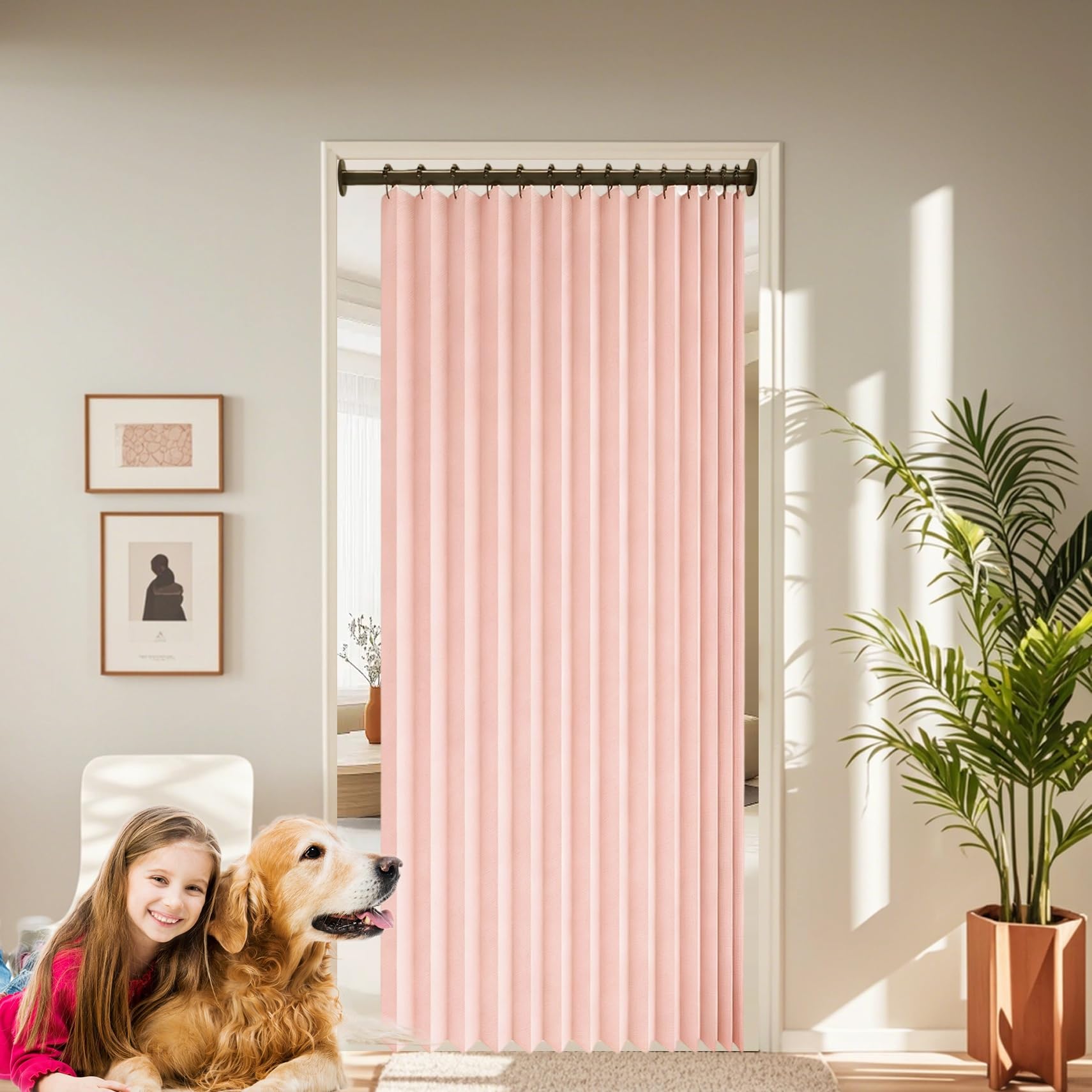 Rideau Anti Froid et Chaleur Magnétique Rose 165 x 196 cm