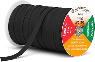 Mandala Crafts Black Maxi Piping Bias Tape (55 Yds)