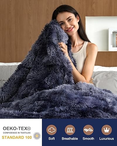 Miniatura 3 de Pawque - Mantas de pelo sintético de tamaño Queen de 60 x 80 pulgadas, manta súper suave, esponjosa y mullida, cálida y gruesa de sherpa, pelo