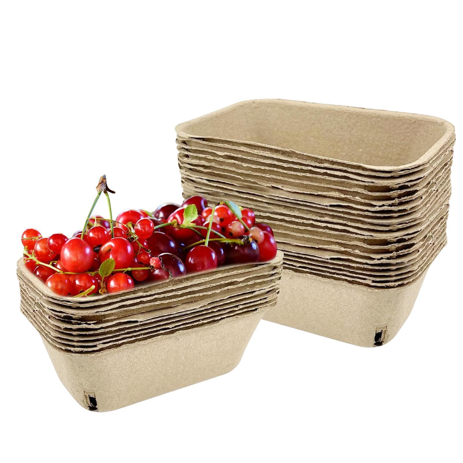Shurzzesj Paniers de produits, panier de produits pour comptoir - Panier réutilisable en fibre de pulpe 30 pièces,Fournitures du marché fermier, conteneurs de baies empilables, cartons de fruits en
