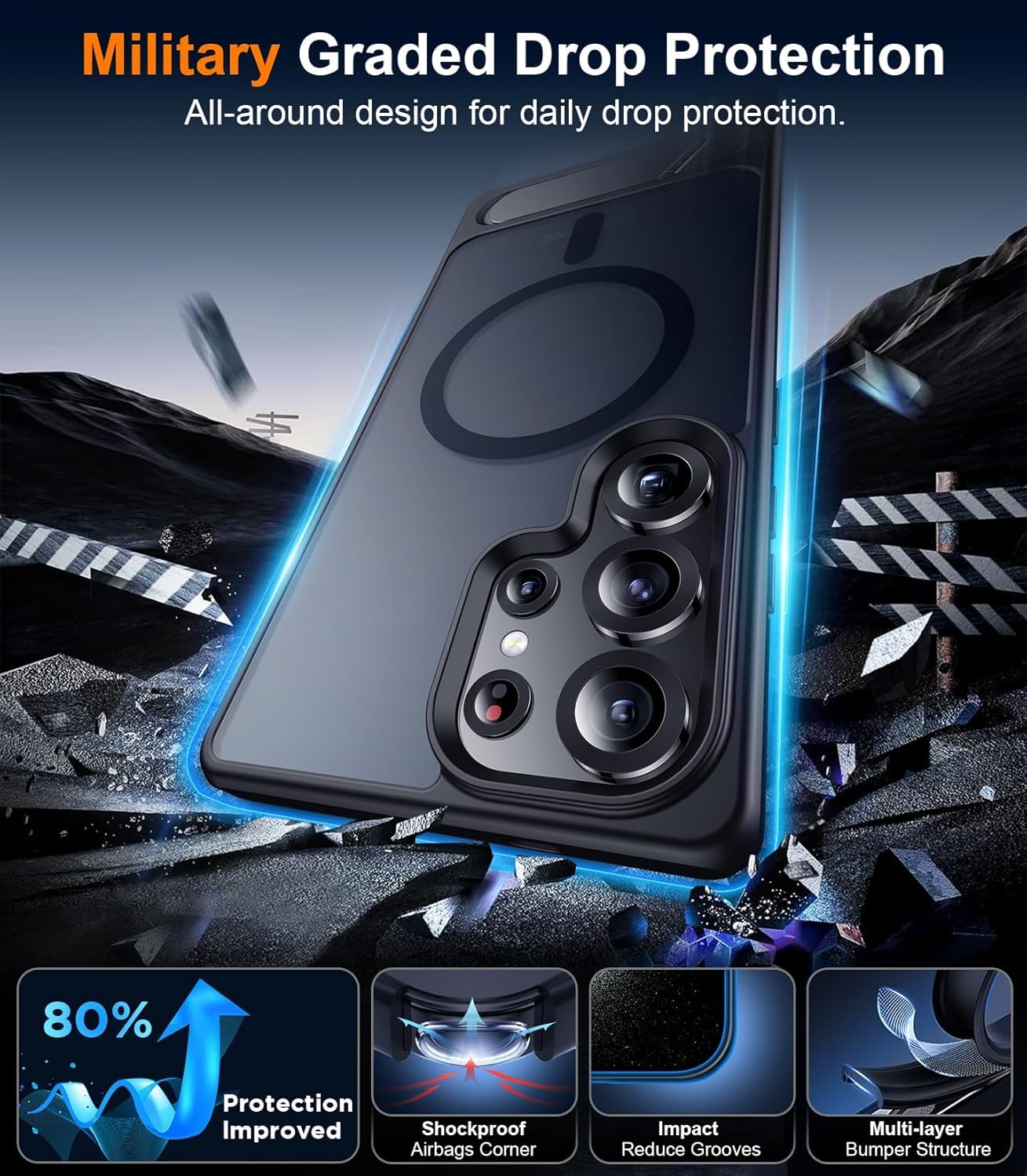 Elzzi Magnetic Case for Samsung S25 Ultra - Kickstand & Mag-Safe -3