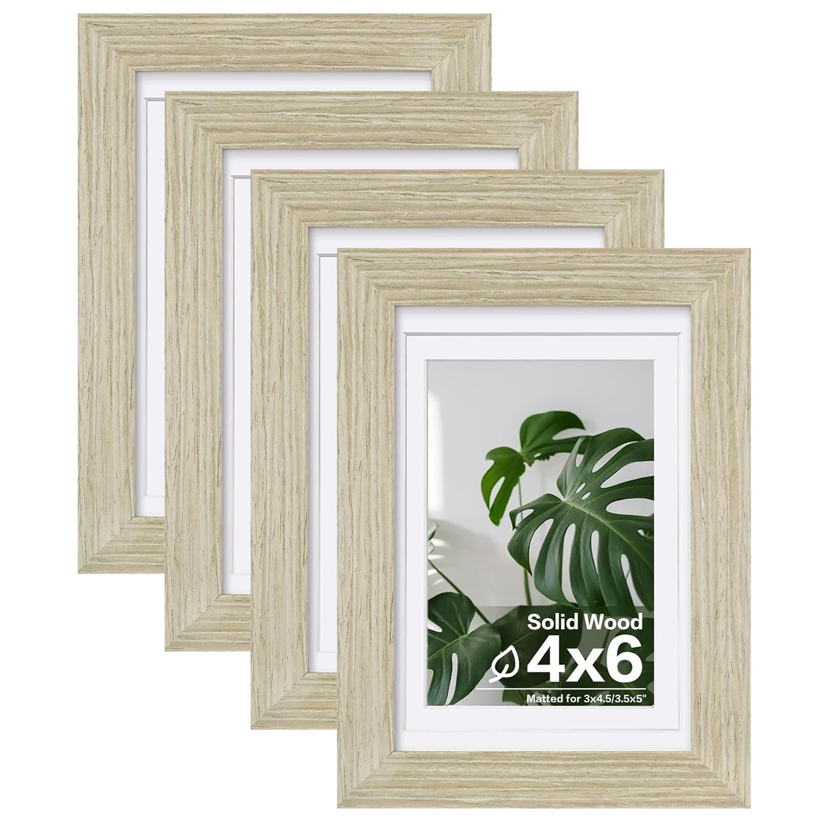 Cadre photo 10x15 cm en bois massif avec plexiglas et passe-partout Egofine Lot de 4