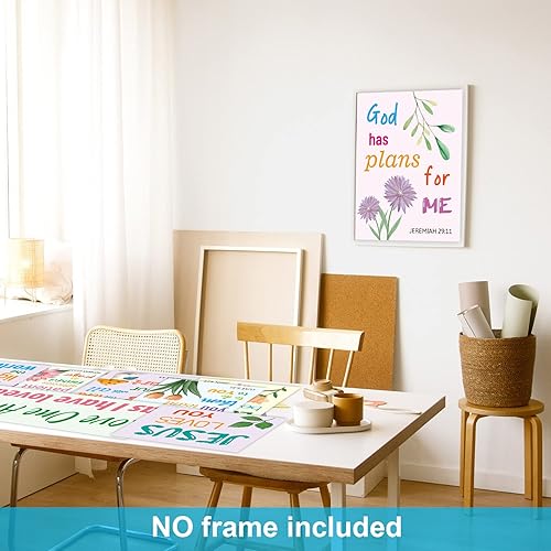 Miniatura 9 de WorldBazaar Carteles bíblicos católicos para el aula, 81 unidades, decoración cristiana de tablón de anuncios, guardería religiosa, escuela