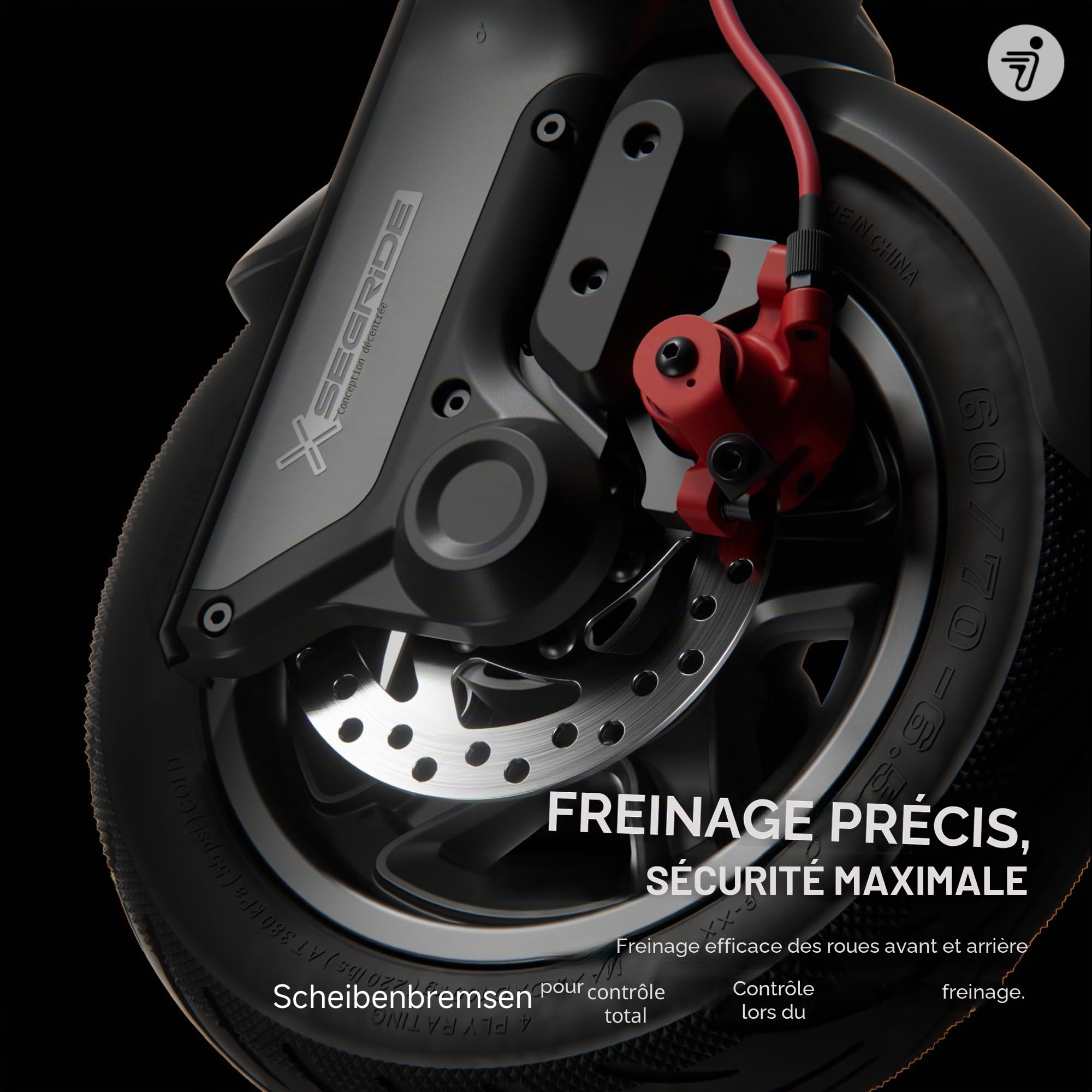 Segway-Ninebot F3 D Trottinette électrique pour Adulte, avec autorisation de Circulation sur Route, portée de 70 km en Mode Eco, capacité de Charge de 120 kg, Double Suspension hydraulique, écran