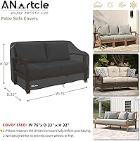 Vista 19 de Funda para sofá biplaza (2 asientos) y muebles de patio/exteriores, 58 pulgadas de ancho x 32.5 pulgadas de profundidad x 31 pulgadas de alto, Beige