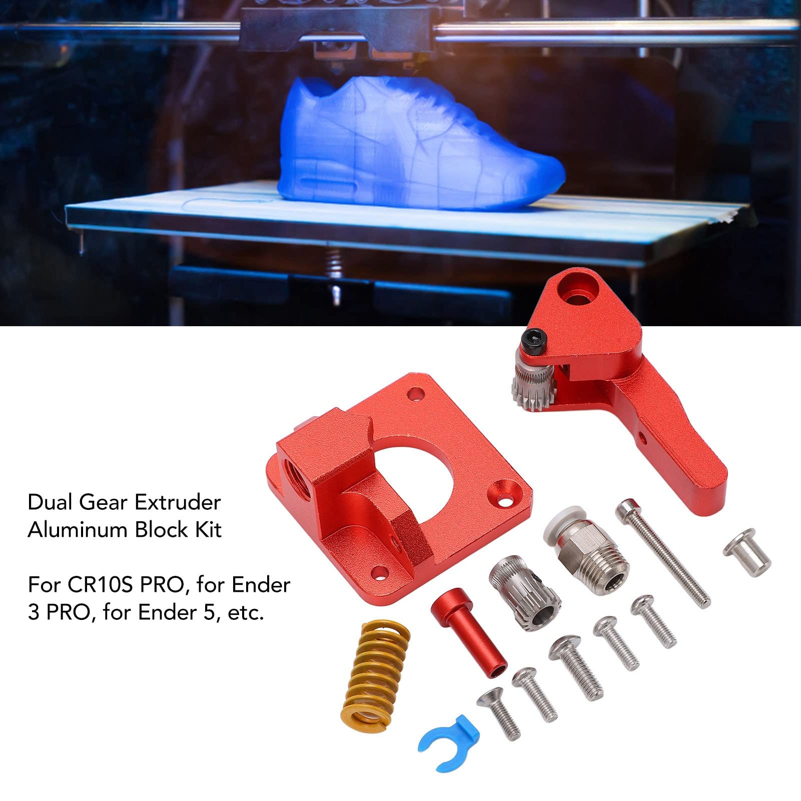 Gear Extruder Aluminum Block Kit, 3D Printer Extruder Feeder Accessories kit for CR 10S PRO
