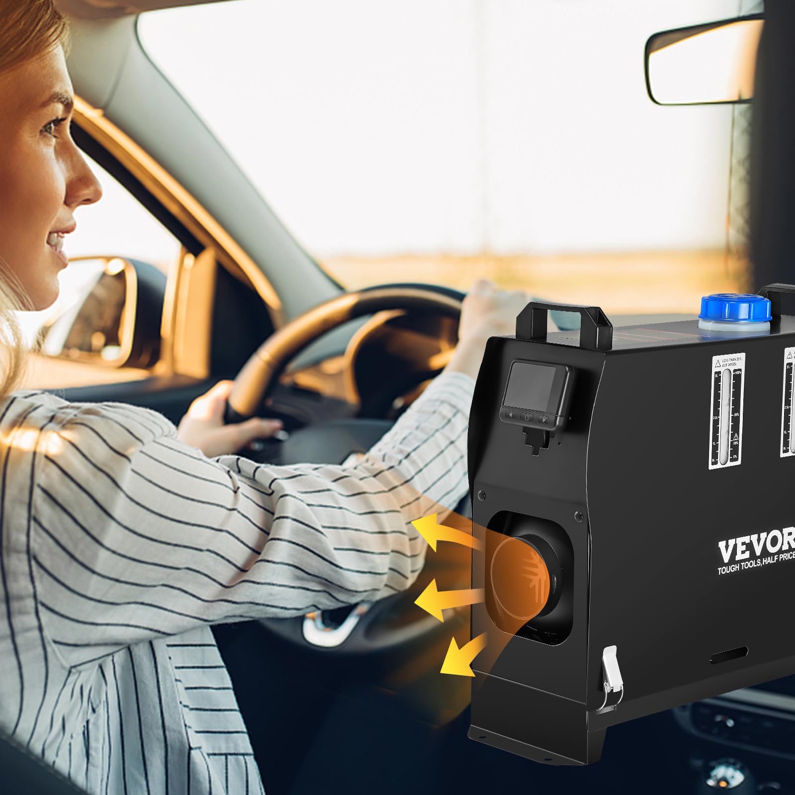 VEVOR Calentador de Aire Diésel 12V 8 kW Calefacción Estacionaria Diésel -40 °C - 80 °C Calentador de Estacionamiento Diésel Calefacción Estática Furgoneta Diésel Calentador Coche (Interruptor LCD)