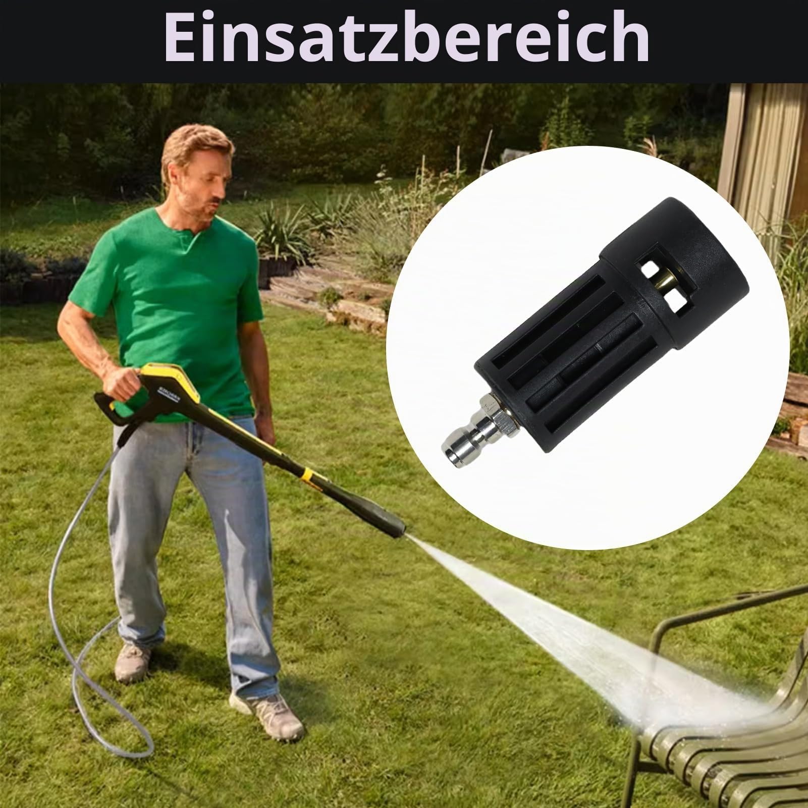 Hochdruckreiniger-Adapter kompatibel mit Kärcher K1-K7 1/4 Zoll Bajonett-Schnellanschluss für Hochdruckreiniger-Zubehör und Schläuche kompatibel mit Parkside Nilfisk Lavor STIHL (Black2)