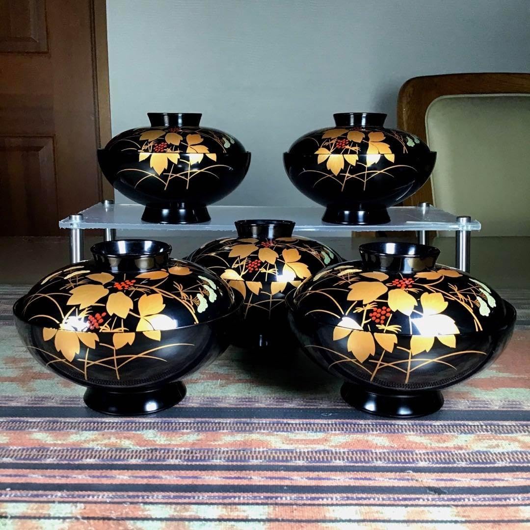 今こそうー 輪島塗 蓋付お椀 5客 大きめ 今こそうー 輪島塗 蓋付