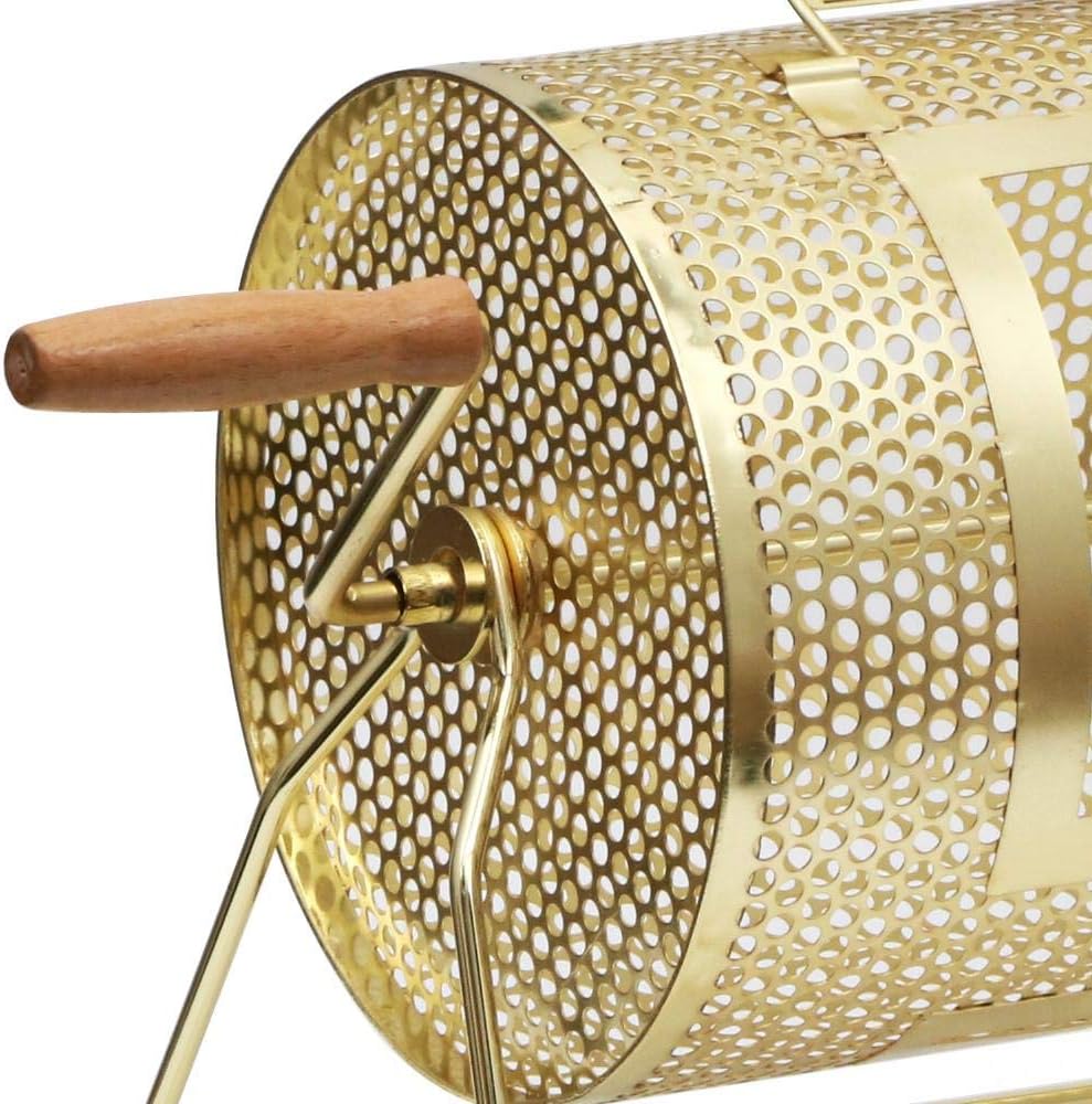Topeakmart 11 Inch x 8 Inch Raffle Ticket Drum Brass Plated Casino Spinning Bingo Drum
