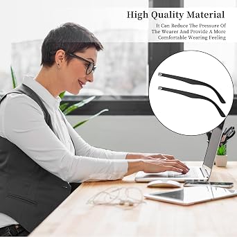 KALIONE 1 Pair Glasses Arm Replacement, Glasses Legs Replacement Eyeglass Arm Replacement Eyeglasses Arms Legs Replacement Accessories With Screws, Washers, Screwdrivers, Nose Pads (Black)