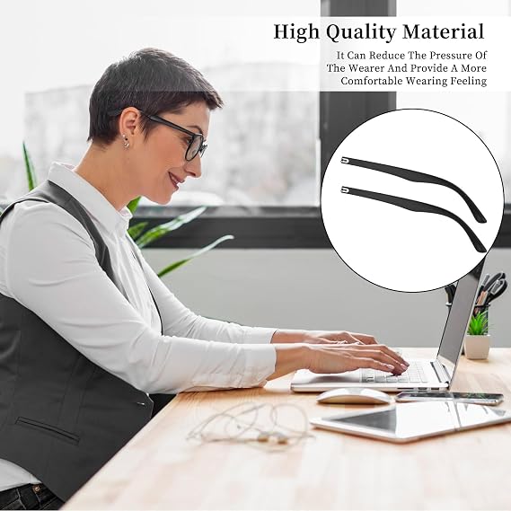 KALIONE 1 Pair Glasses Arm Replacement, Glasses Legs Replacement Eyeglass Arm Replacement Eyeglasses Arms Legs Replacement Accessories With Screws, Washers, Screwdrivers, Nose Pads (Black)