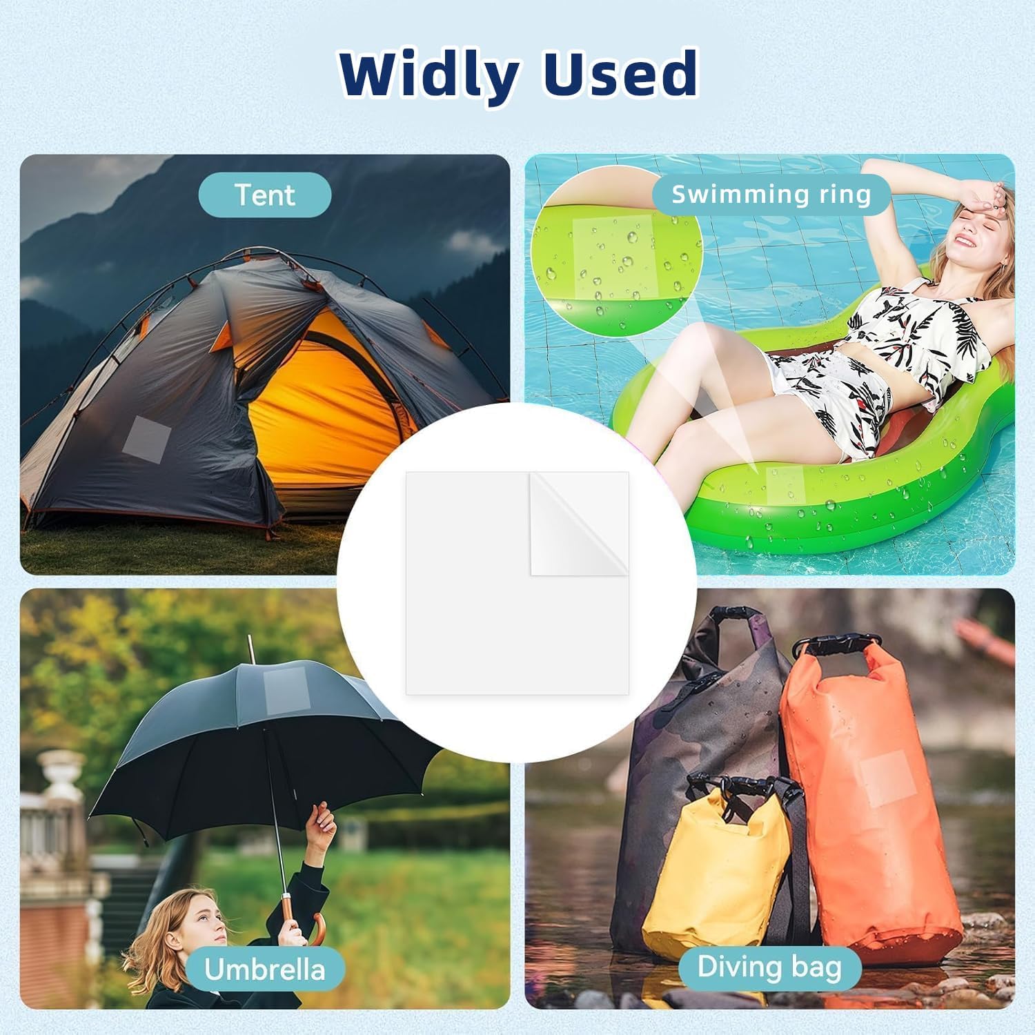 Kit de Réparation TPU Transparent Autoadhésif 20 Pièces pour Matelas Gonflable Kayak Tentes
