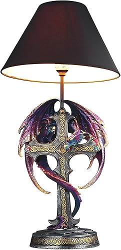 ICE ARMOR 99GSC71793 - Lámpara de mesa coleccionable con estatua de dragĂłn de fantasĂa de 24.5 pulgadas, con pantalla de luz de tela para decoraciĂłn ICE ARMOR 99GSC71793 - Lámpara de mesa coleccionable con estatua de dragĂłn de fantasĂa de 24.5 pulgadas, con pantalla de luz de tela para decoraciĂłn