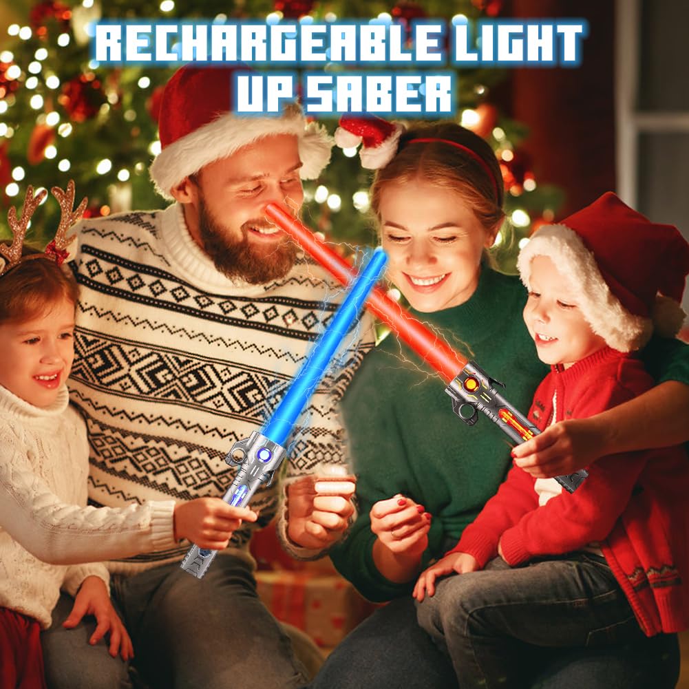 Spada laser per bambini – Spada luminosa a LED con suono retrattile, 7 colori, regalo per ragazzi, ragazzi, adolescenti, bomboniere, 1 confezione regalo per calze di Natale