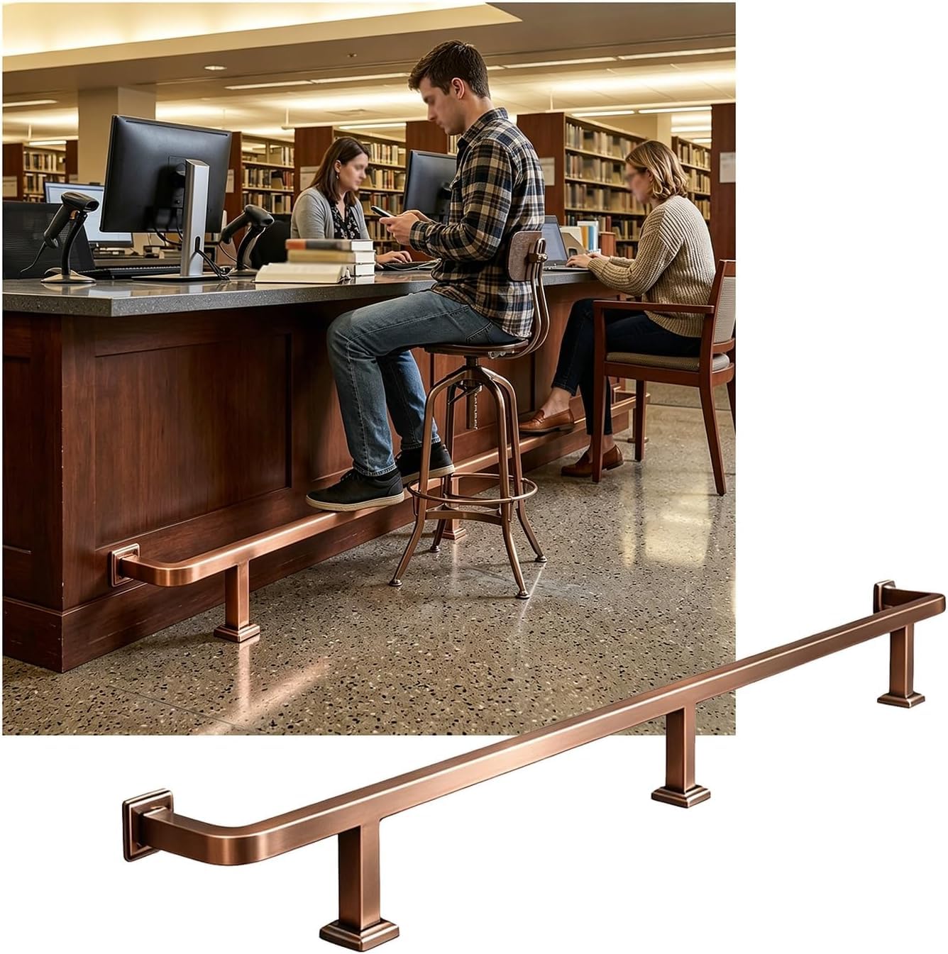 Kjobdwz Rose Gold Bar Foot Rail Bar Foot Rail, Stainless Steel Bar Foot Rail Kit Bars Stool Feet Railing For Restaurant Kitchen Librar(,4.0M/13.12Ft)