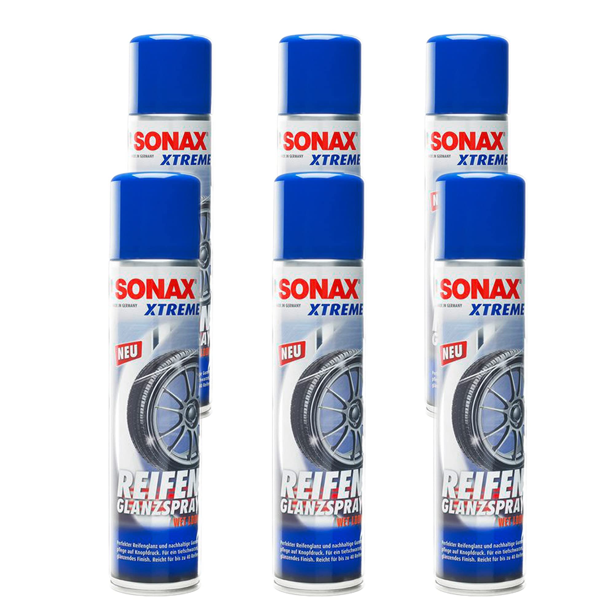 Sonax, spray lucidante per pneumatici, 6 pezzi, 02353000 Xtreme (etichetta in lingua italiana non garantita)