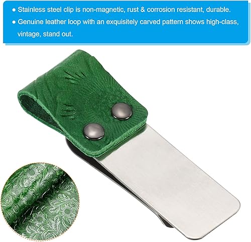 Miniatura 4 de PATIKIL Clip para bolígrafo para cuaderno, diario de viaje de cuero, soporte para lápices, marcador de manga tallada con clip de acero inoxidable,