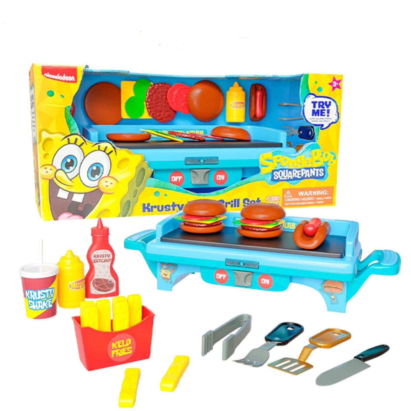 Spongebob Krabby Patty Grill Set, Pretend Play Set, Carniburger, 32 Pieces,  Sound Included : Amazon.com.au: Toys & Games