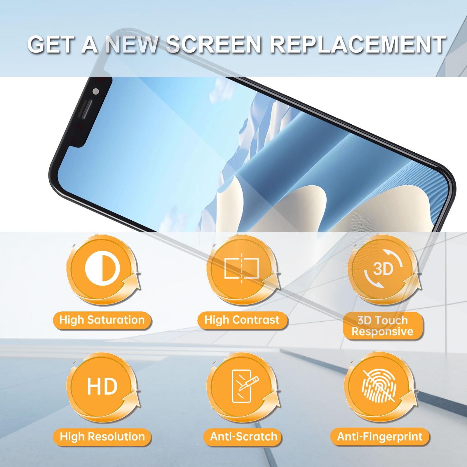 per iPhone XR Schermo di ricambio da 6,1 pollici incell LCD Touch Screen Display con Face ID Frame Assembly e kit di riparazione, compatibile con il modello A1984, A2105, A2106, A2108