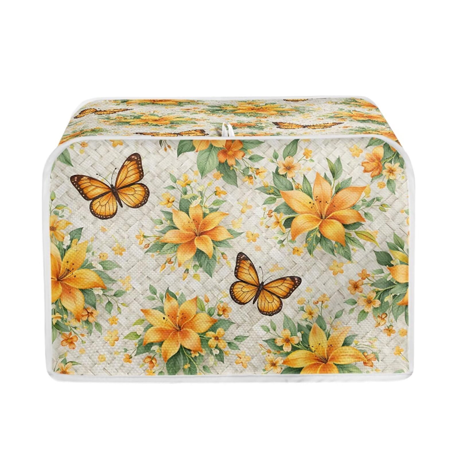STUOARTE 2 Slice Toaster Cover Butterfly Flower Printed Wide Slot Bread Maker Covers Dustproof Microwave Oven Cover,Kitchen Small Appliance Accessories Universal Size Bread Machine Cover