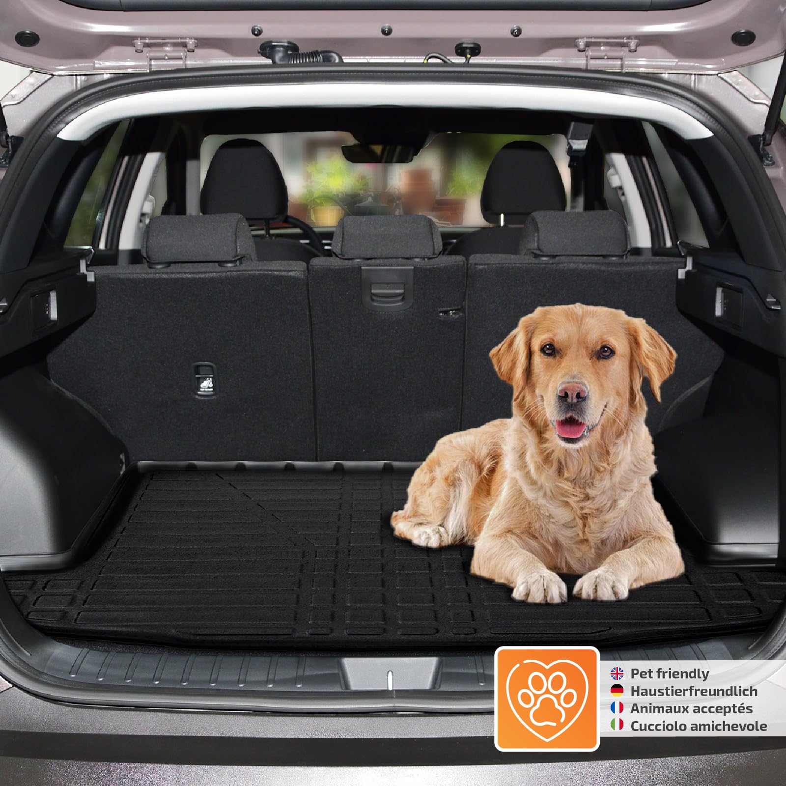 SCOUTT Tapis De Coffre sur Mesure pour Volvo XC40 Depuis 2017, Noir, Antidérapant, Bord Haut, Toutes Saisons
