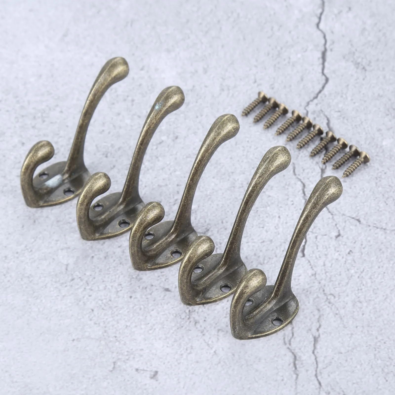 Liozdmd Bronze Home Furnishings 5Pcs Vintage Hangers Hook Zinc Alloy Wall Cloth Coat Bag Hat Hanging Hooks Bathroom Kitchen Anitque Racks With Screw(Bronze)