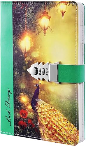 JunShop Diario de bloqueo A5 con combinación de bloqueo, cuaderno personalizado para escribir (estilo 2)