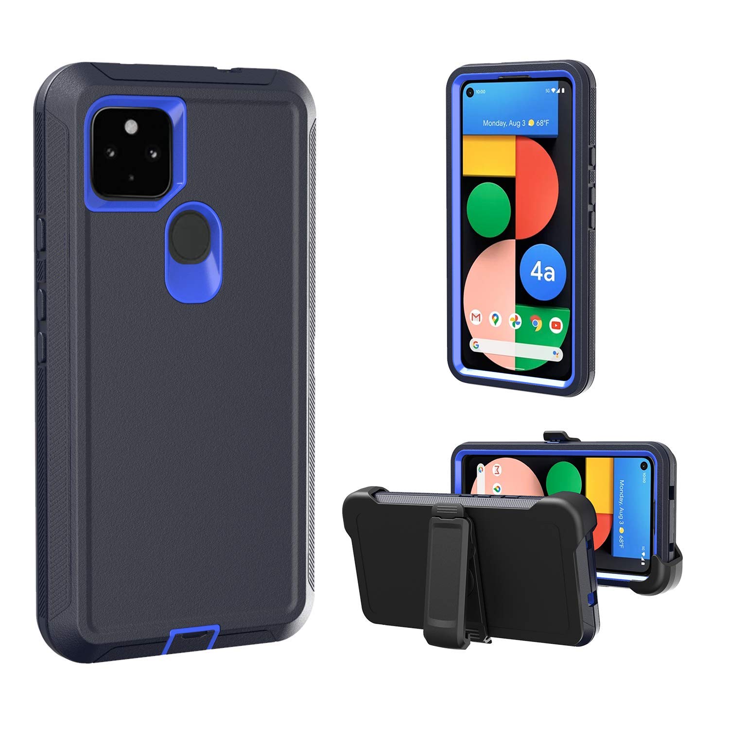 Pixel 4a 5G Case with Belt Clip, Dual Layer Protection Designed for Google Pixel 4a 5G Case, Heavy Duty Rugged Phone Case for Google Pixel 4a (5G ONLY, not Compatible with 1st gen Pixel 4a) (Blue)