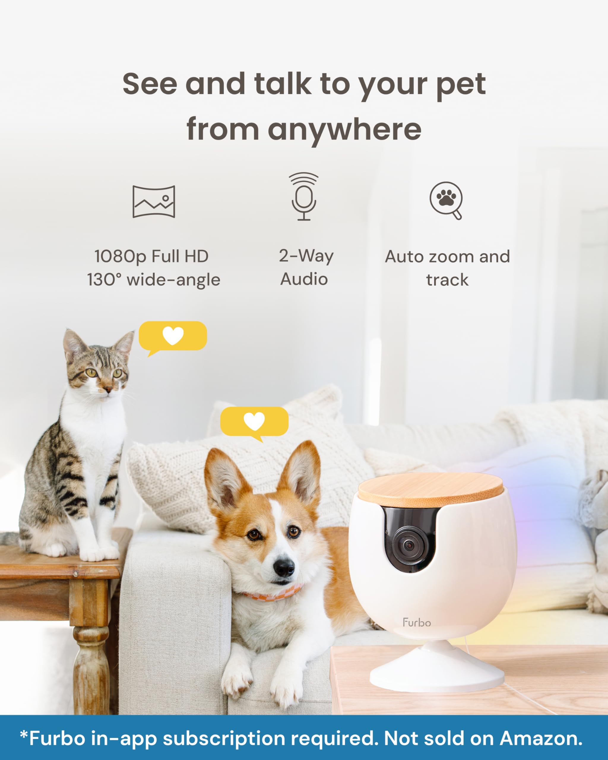 Furbo Mini Pet Camera [Subscription Required] Unlock Camera w/Paid Plan: Home Security with Dog & Cat Safety Alerts, 2-Way Audio, Mountable Smart Cam (Low Risk, 3mo Min. Cancel Anytime) - image 2