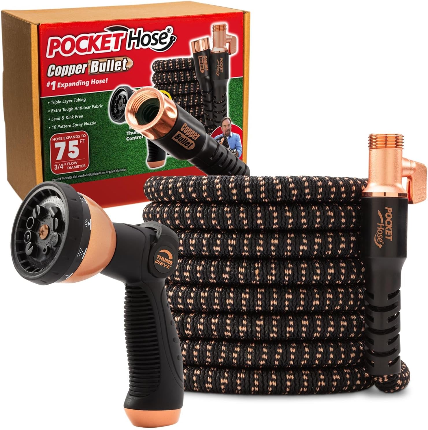 Pocket Hose Silver Bullet 50 Ft + Pocket Hose Aqua Handle