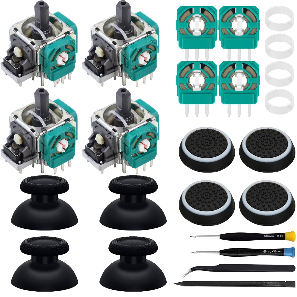 ZHUROUPU Joystick analógico de repuesto para Xbox One Controller, 3D Thumbstick Módulo Repalcement para Xbox one Controller, Drift dañado Joystick con Kit de reparación destornillador (4Pcs)