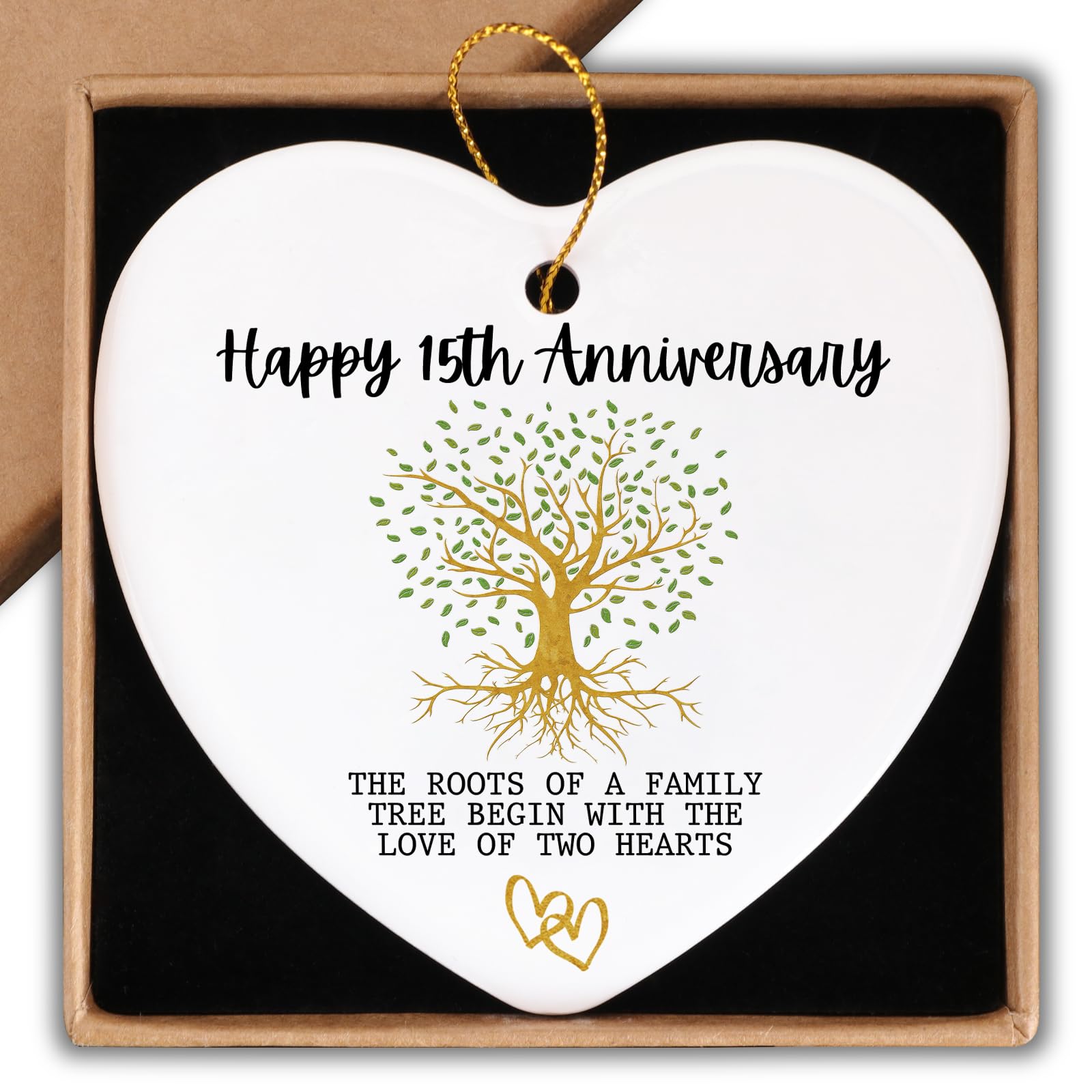 15th Anniversary Marriage Gifts for Couple Happy 15th Anniversary Ornament Keepsake Sign Heart Plaque Anniversary Romantic Couple Wedding Engagement