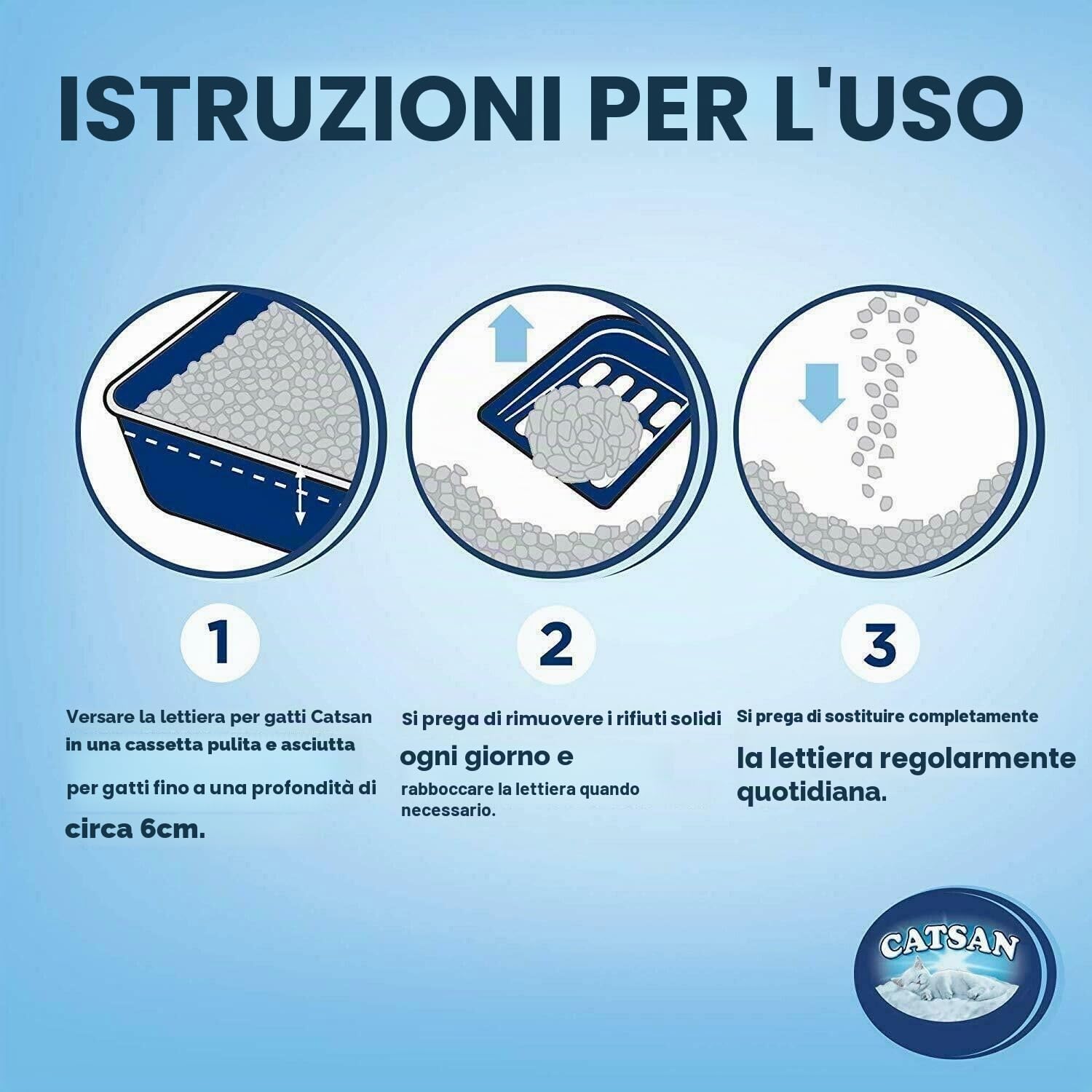 Catsan Lettiera igienica per gatti, non agglomerante, 3 x 20 l