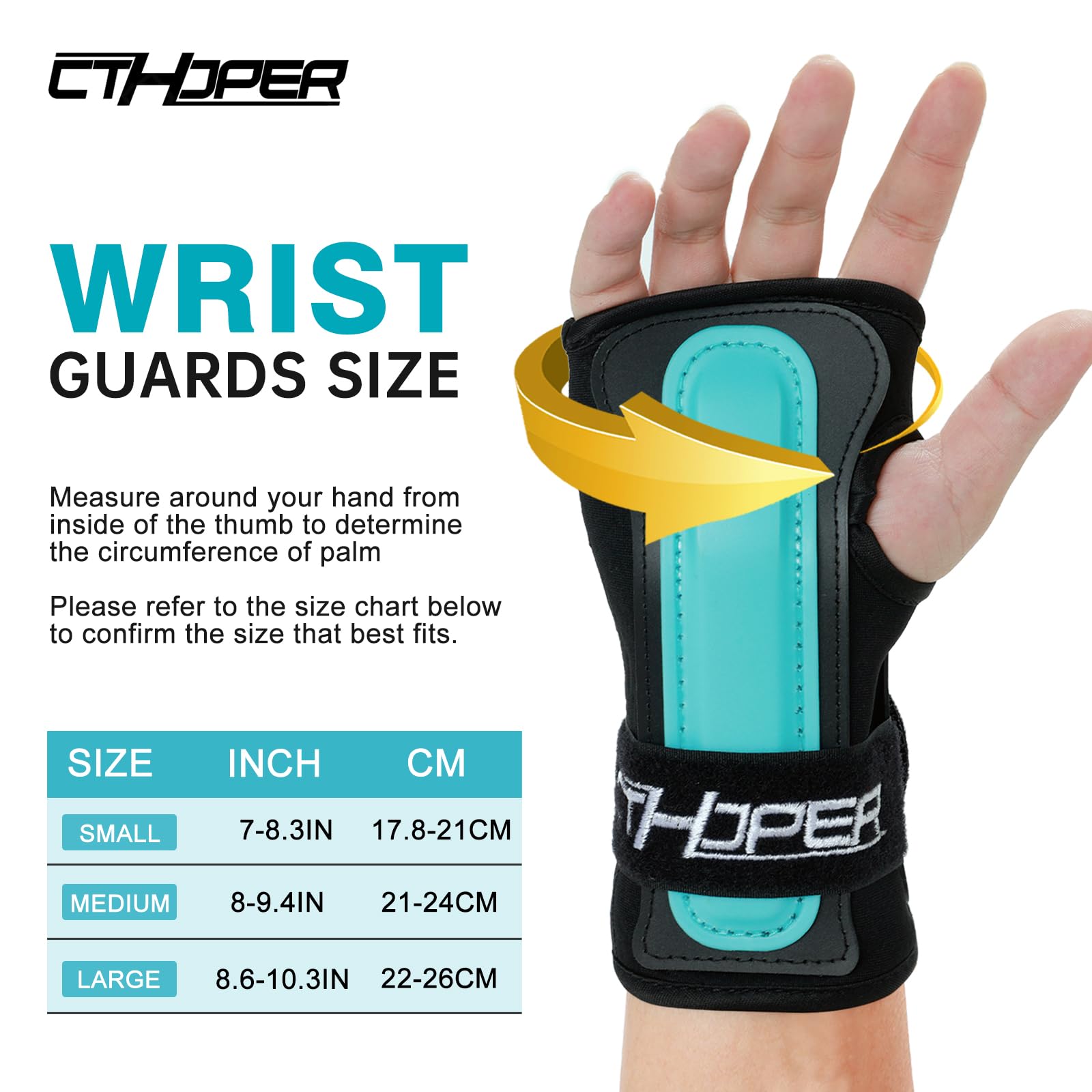 CTHOPER Wrist Guards Hand Protector for Snowboarding, Skiing, Skateboarding, Skating, Adults/Kids/Youth Sports Wrist Brace Protective Gear(1 Pair) (S)