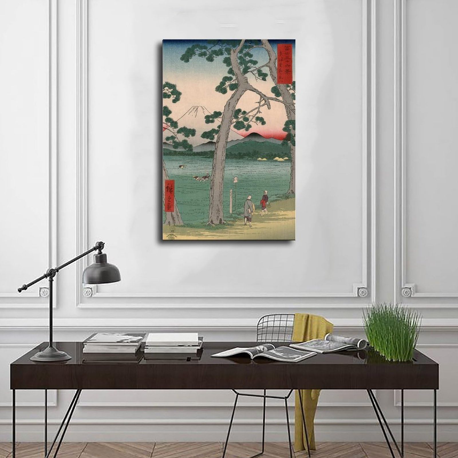 ANFOTCM Hiroshige, Tokaido Hidarifuji, praca na polach ryżowych, japoński plakat do pokoju estetyka płótno sztuka ścienna plakat i druk 20 x 30 cali (50 x 75 cm)