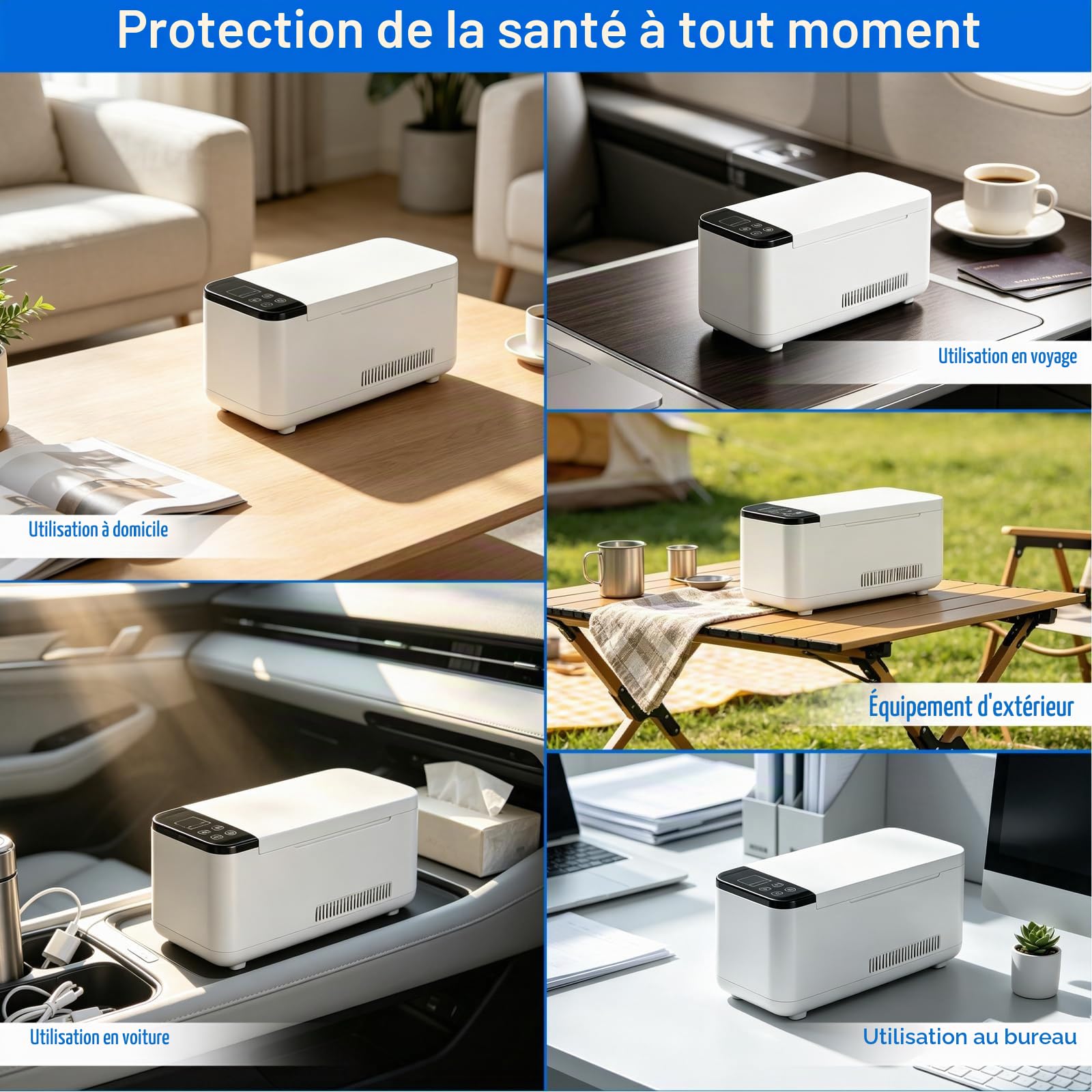 Réfrigérateur Portable pour Insuline 0,6 L, Glacière Médicale avec Refroidissement Actif 2–8 °C et Batterie (8 Heures), Mini Frigo pour 20 Flacons ou 18 Stylos, pour Extérieur, Voyages et Maison