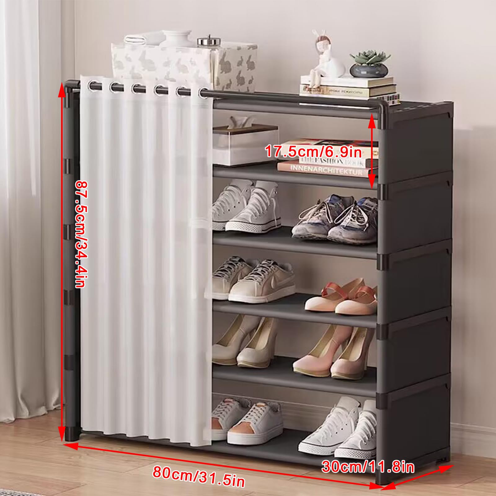 Amazon｜シューズボックス 下駄箱 6段 玄関収納 靴収納 靴棚 18-24足