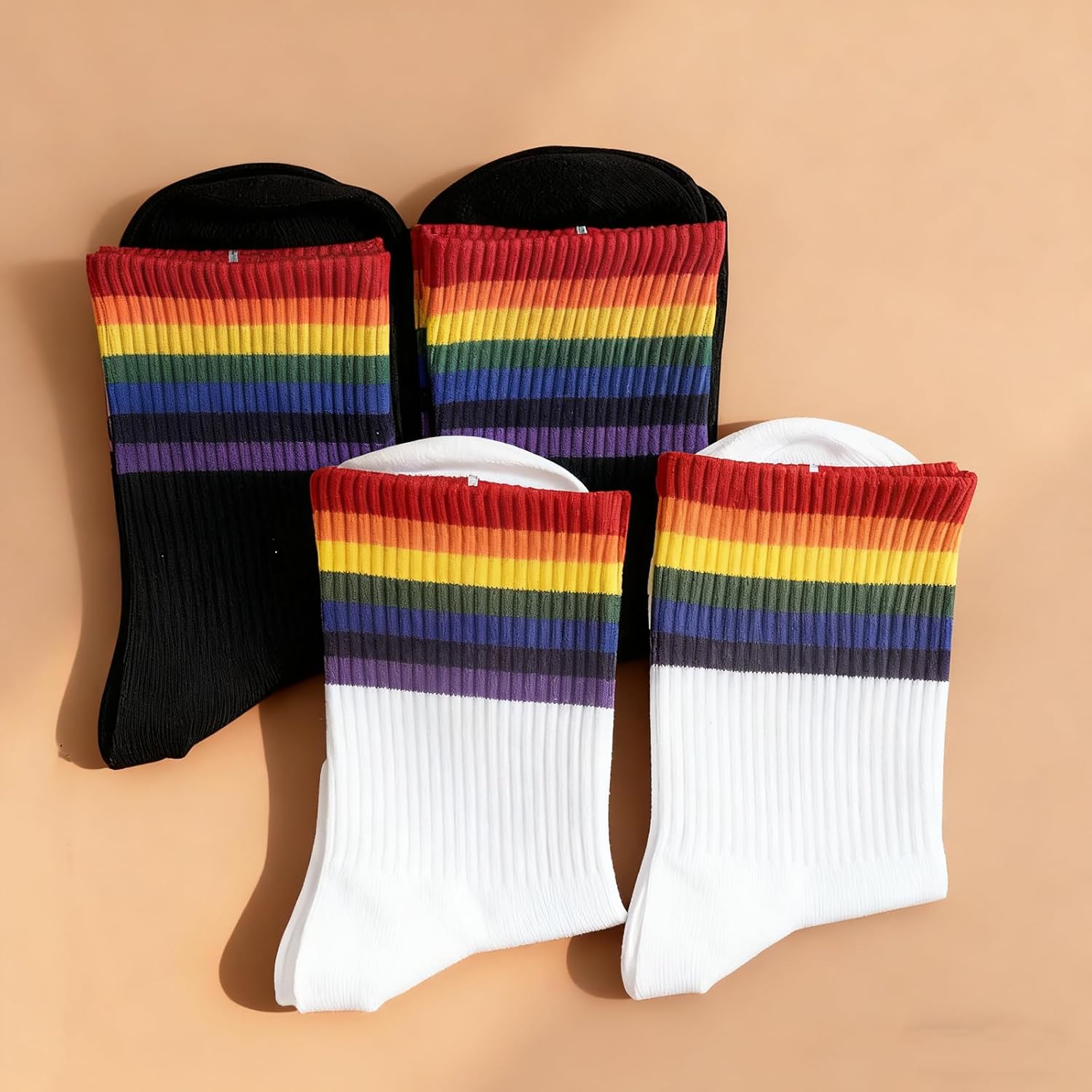 6 Pairs Rainbow Socks Women Men, Crew Socks,Merch Striped Athletic Ankle Striped Socks,Perfect for Halloween,Christmas Gifts - Image 5